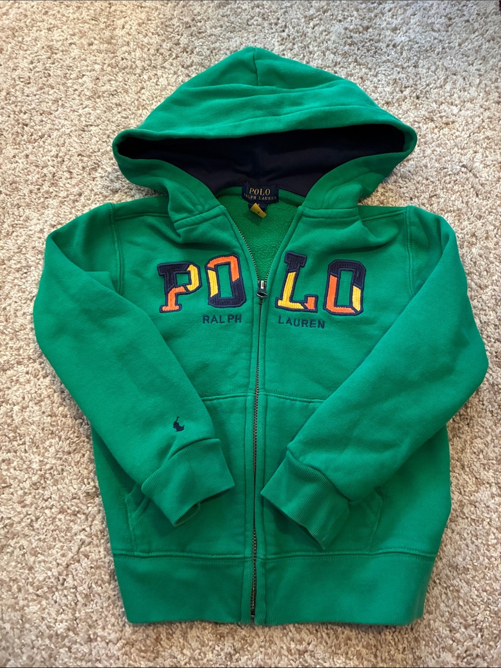 Polo by Ralph Lauren Bright Green Hooded Zip Sweatshirt for Kids